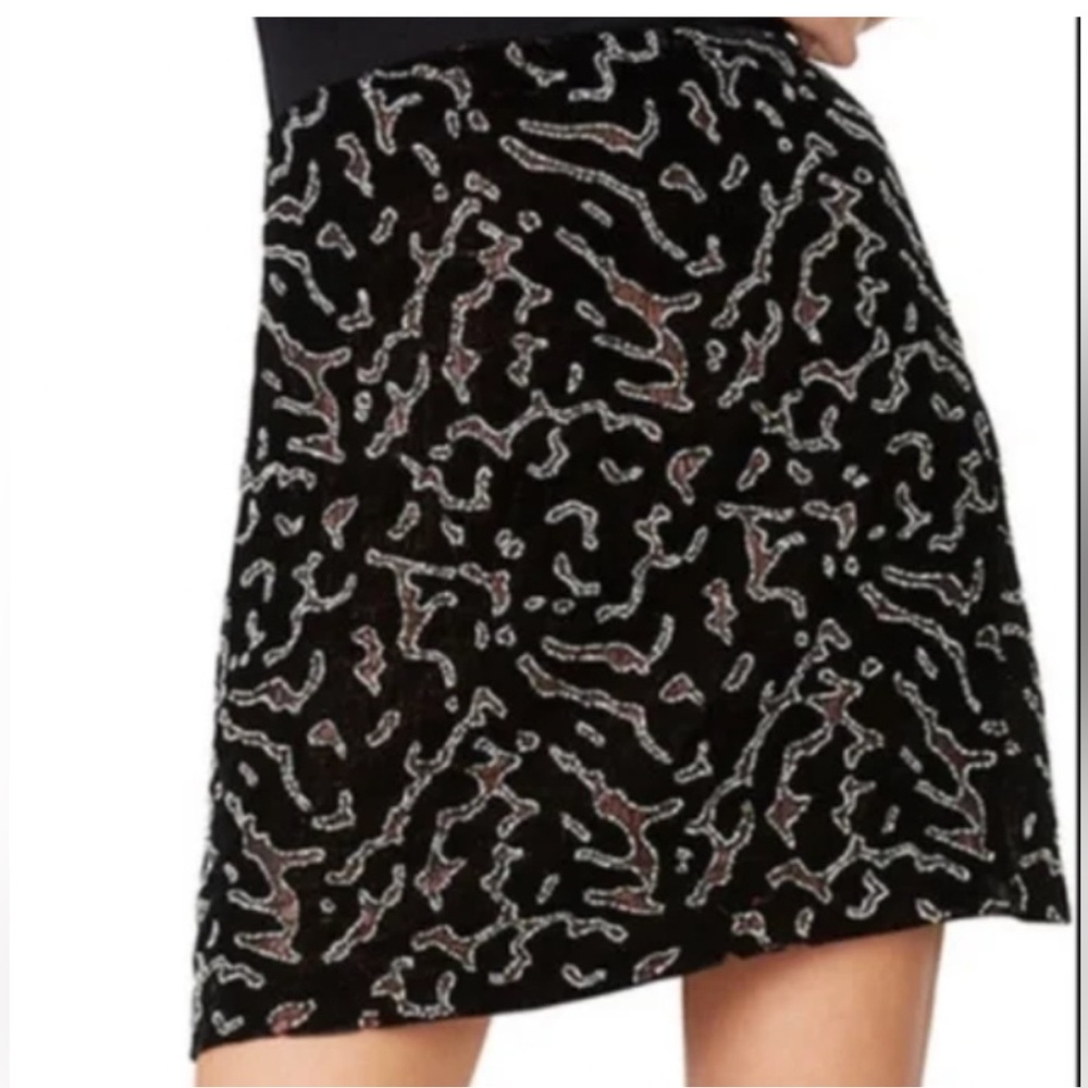Club Monaco Reike Black Velvet Beaded Skirt, Size 12
